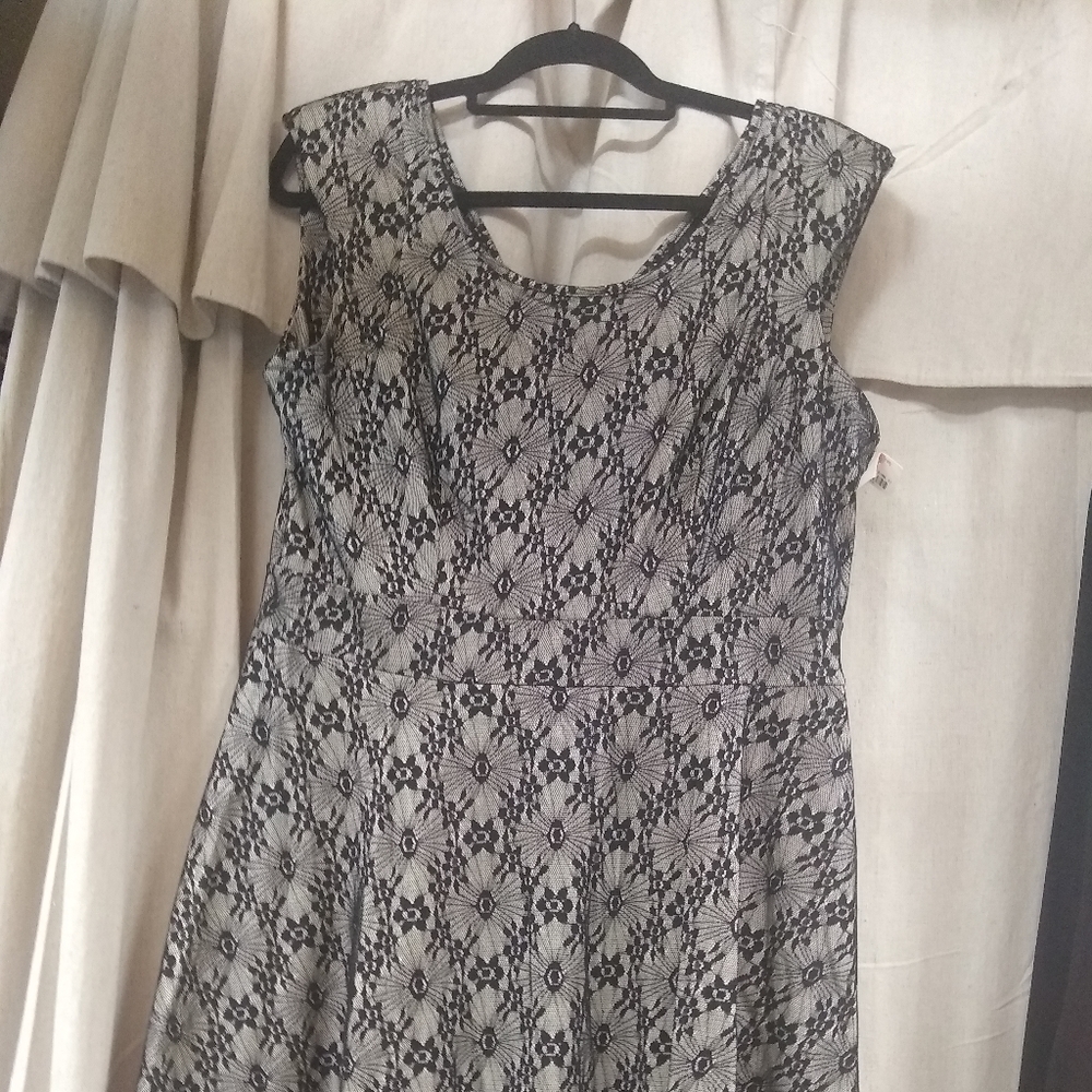 Worthington blackgreyish fitted floral print dress